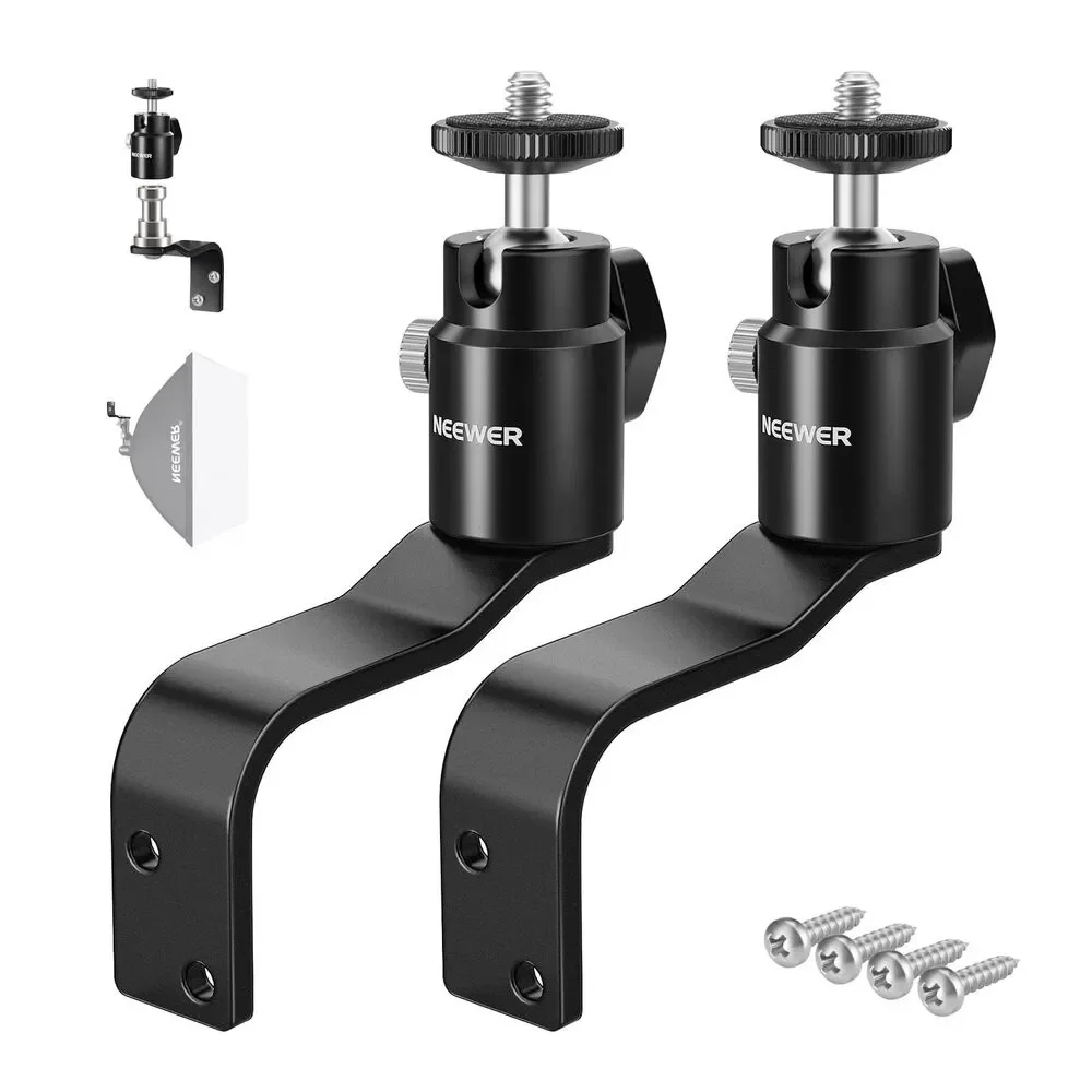 2 Pack E Type Wall Ceiling Mount, Ring Light Wall Bracket, Detachable Ball Head